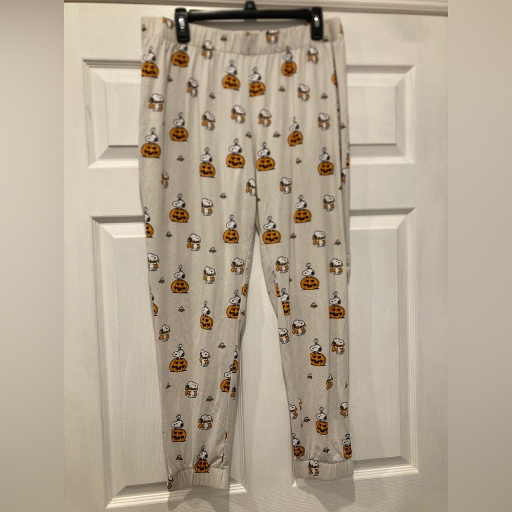 munki munki Cream Pajama Bottoms with Pumpkin Design 👙